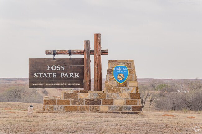 About 14 miles west of Clinton, Foss State Park provides hiking opportunities.