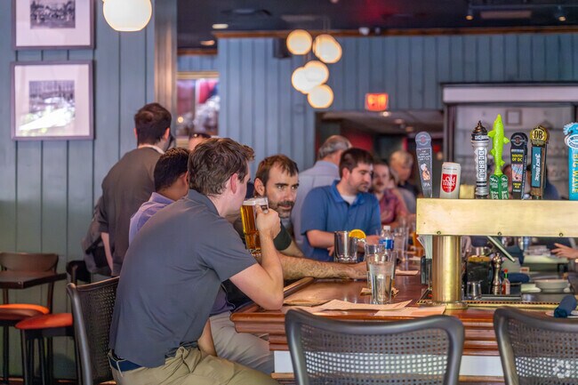 Chef Geoffs puts the game on and offers $10 32 ounce beers for happy hour.