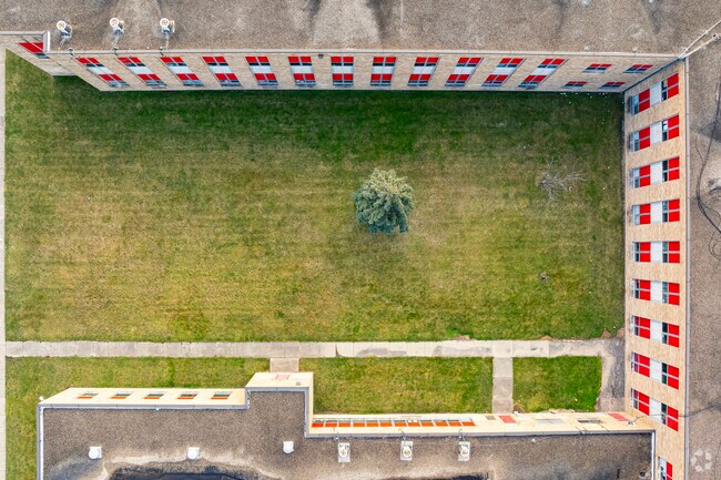 Main courtyard behind Robert J. West Middle School.