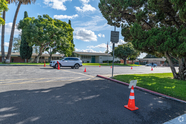 The parking lot at Heights Christian Jr High School in La Mirada