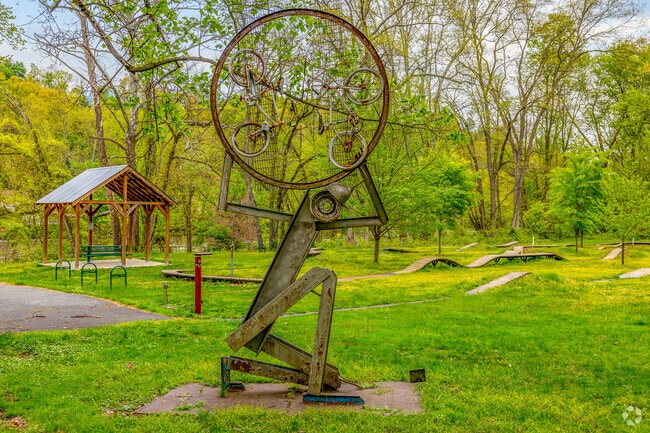 Sculptures can be found at the Bicycle Skills park near the West Easton neighborhood.