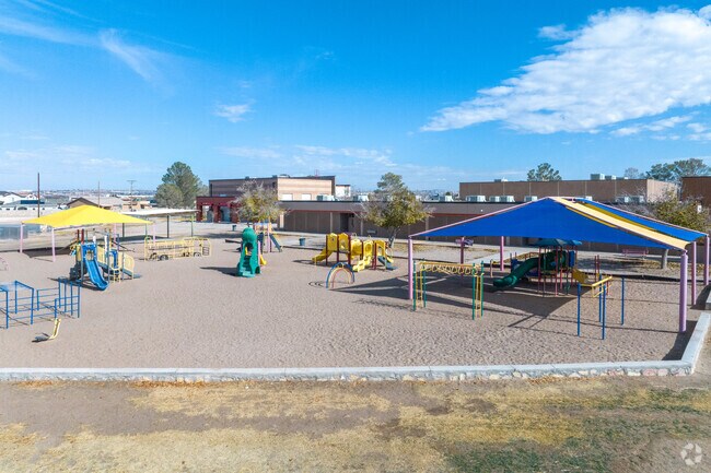 Hueco Elementary's playground is a hub of joy and activity.