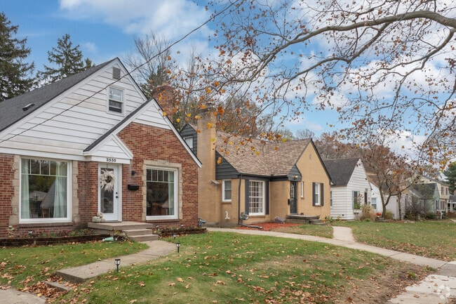 Alger Heights features a mix of home styles, including many with charming brick accents.