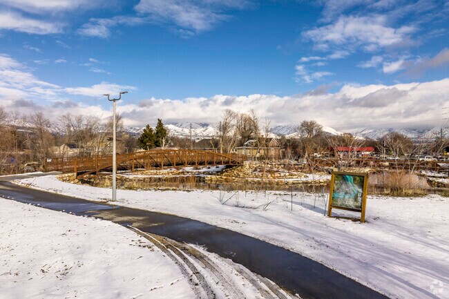 Jordan River Trail bridge and walking trails.