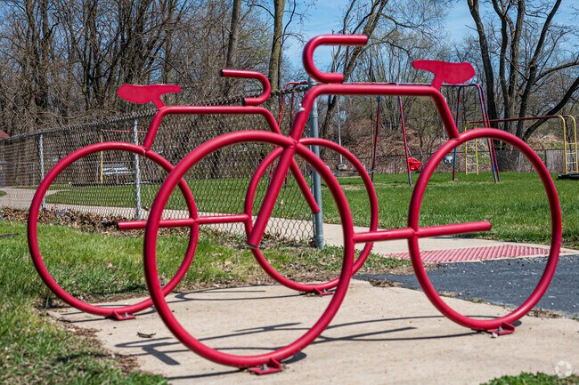 Chain your bike up at this unique bike rack at Twin Oaks Park.