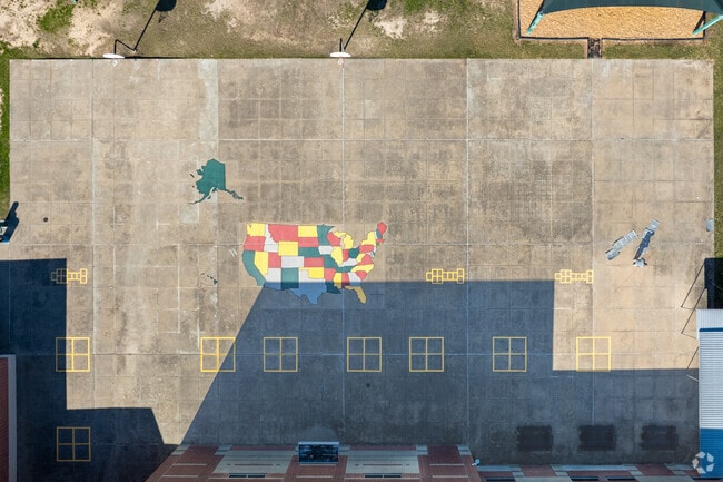 Robison Elementary School's basketball court invites friendly games and skillful play.