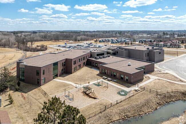 East Rapids Elementary School features two playgrounds.