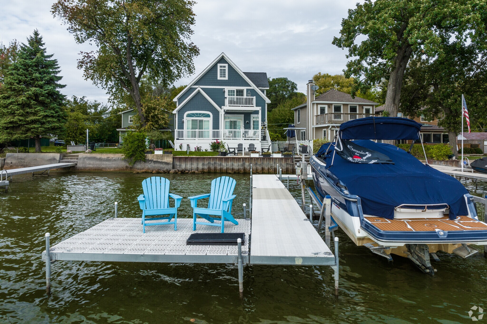 Bring out some chairs onto the deck and enjoy the views of the water in Klondike, IL.