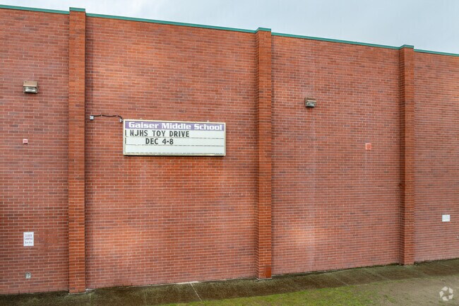 The marquee is on the gymnasium at Gaiser Middle School in Vancouver, WA.