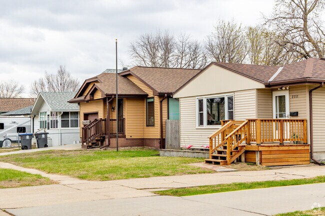 Many Roberts Park homes have a front porch and a small front yard.