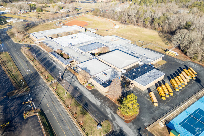 An aerial view of Charles C Erwin Middle School.