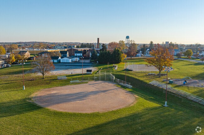 Moul Park has several baseball diamonds, perfect for a game with friends.