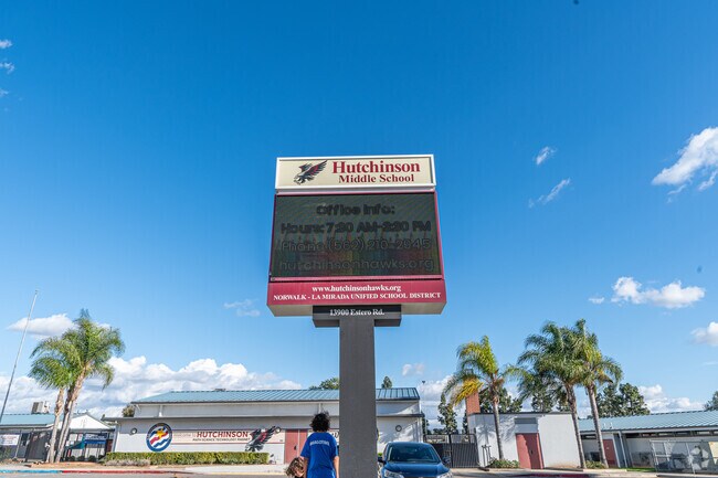 The sign at Arlie F. Hutchinson Middle School in La Mirada