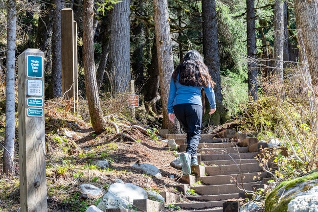 Virgin Creek Falls Trail in Alyeska is a great place to enjoy nature.