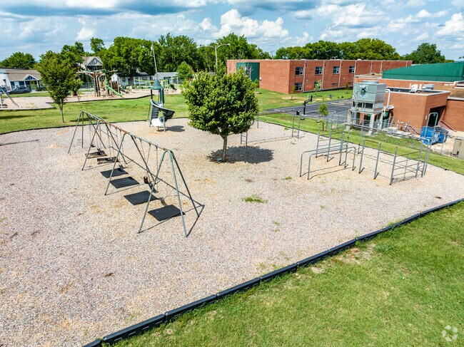 The swing set at Inglewood Elementary in the East Nashville neighborhood.