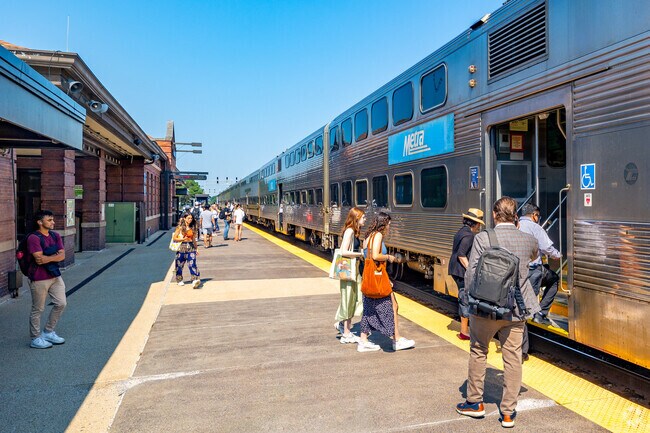 Hobson West residents board a METRA train located near Downtown Naperville.