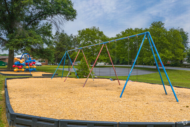Heritage Elementary School recess equipment and swings in Wilmington, DE.