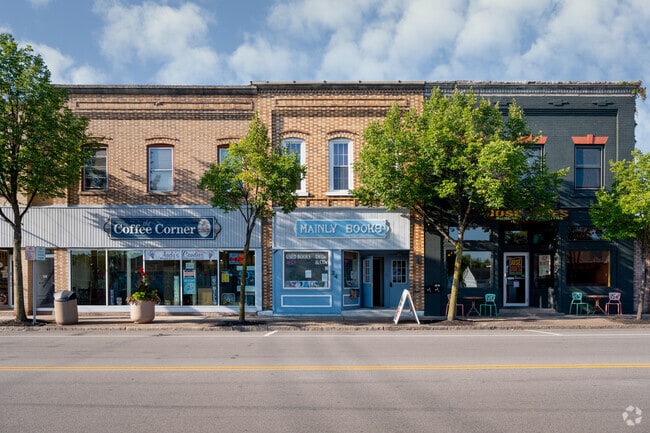 A row of local shops lines the quaint Main Street in downtown Hilton.