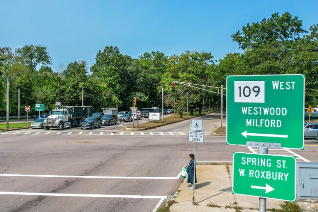 From Riverdale you have easy access to West Roxbury and Westwood with route 109.