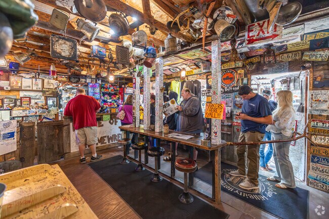 Hillbilly Hotdogs in Lesage is a treasured restaurant in Lesage that is adorned with memorabilia, antiques, and even school buses.