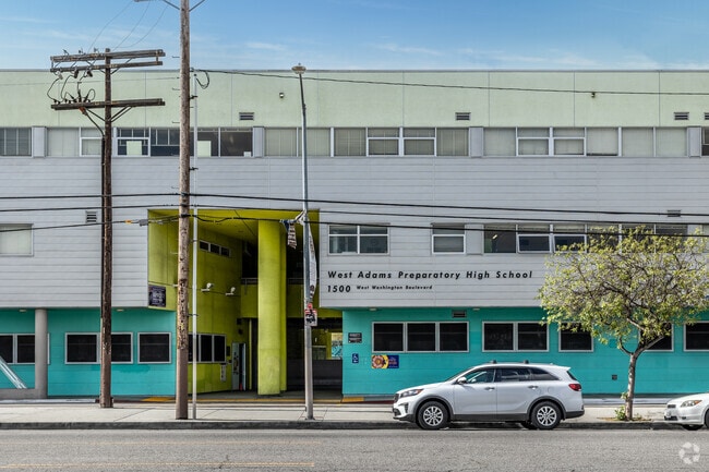 West Adams Preparatory High School is a public high school located near the Adams-Normandie.