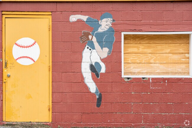 Murals in Pringle show the fun history of the love for sports.