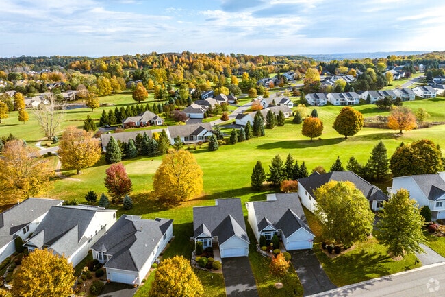 Hipped, gabled homes  in Jamesville adorn tree-lined streets.