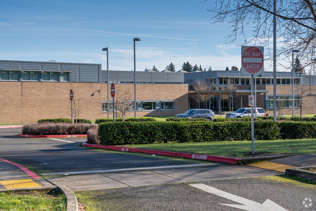 Student pick up and drop off parking area.