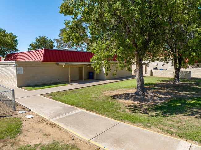 Salk Elementary School has plenty of shady spots for students to relax.