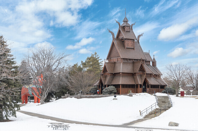 The Gol Stave Church Museum is located in the Scandinavian Heritage Park.