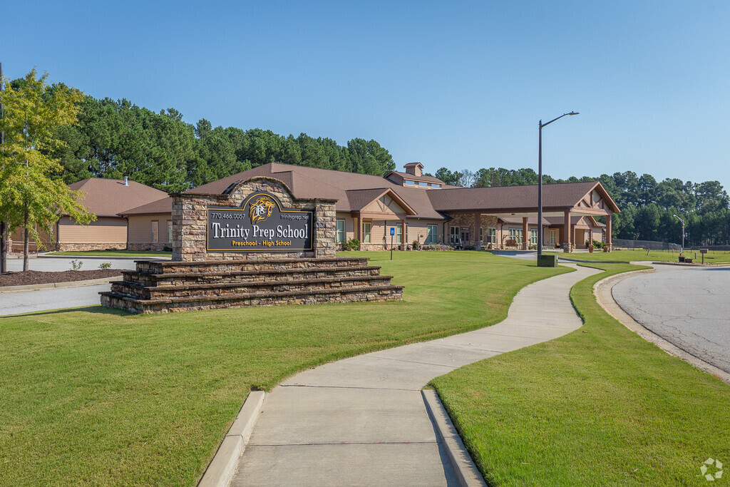 medium shot of the school sign