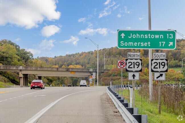 U.S. Route 219, also known as Flight 93 Memorial Highway, leads 9 miles north to Johnstown.
