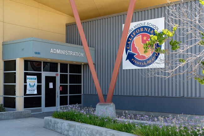The entrance to La Vina Middle School is located on the East end of campus.