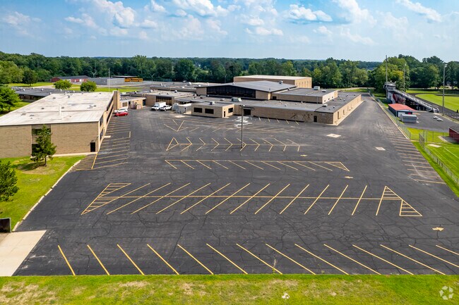 The lot at Michigan Center Junior/Senior High School has ample space for students and teachers.