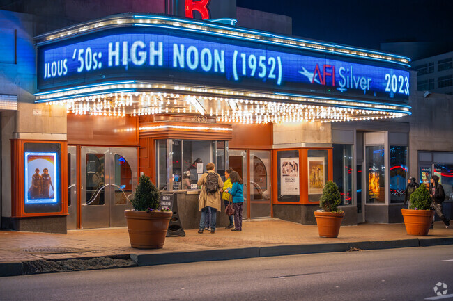 People waiting to get into the Silver Theater on Colesville Rd in Silver Spring.
