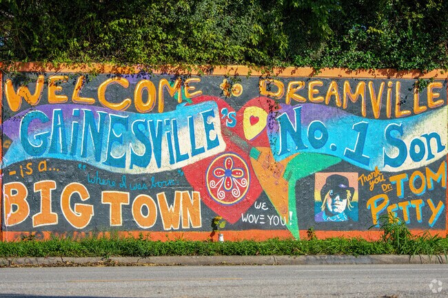 A mural dedicated to Gainesville's Tom Petty appeared on the 34th Street Wall following the death of the beloved hometown musician.