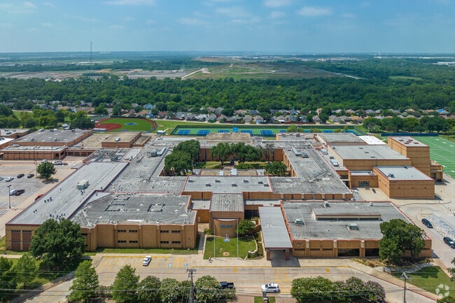 Nimitz High School has a large campus featuring several wings and athletic fields for students.