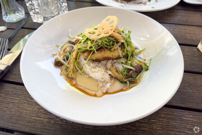 The menu at The Bungalow offers several options, focusing on contemporary American cuisine.