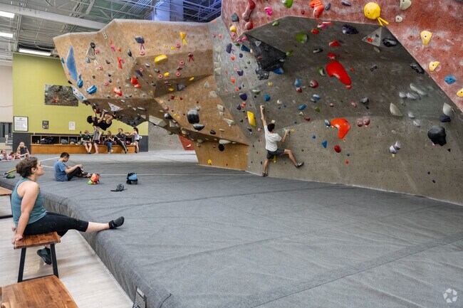 Reserve at Lake Lynn residents enjoy rock climbing at the Triangle Rock Club just minutes from the neighborhood.