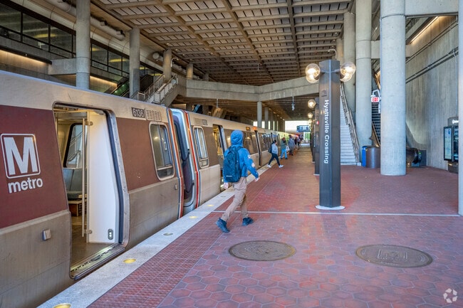 The Hyattsville Crossing Metro Stop runs trains on the green line and connects to DC.