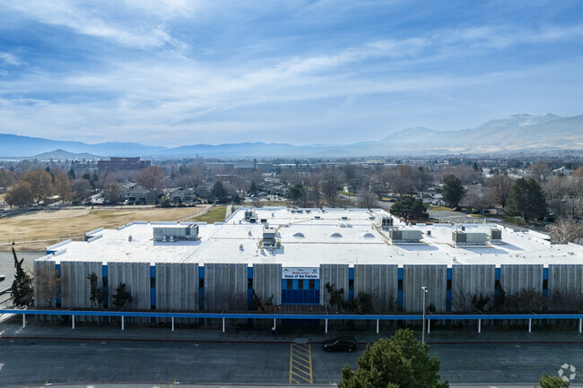 An aerial view of the front of Edward L Pine Middle School.