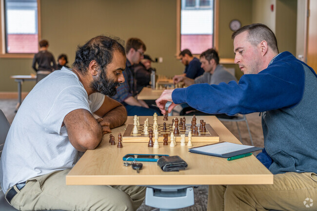 Folks challenge each other in chess at the Marlborough Public Library.