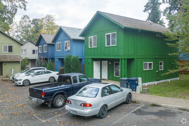 There are a few colorful duplexes in the Far West area of Eugene.