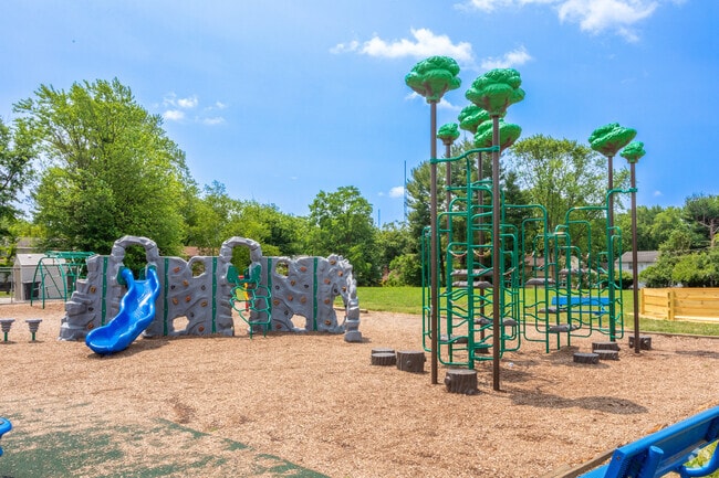 A forest themed playground at Hanby Elementary School.