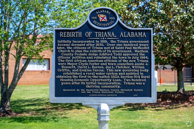 Triana Alabama was initially incorporated in 1819. It was  reinstated as a town in 1964.
