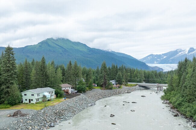The Back Loop neighborhood sits along the Mendenhall River and offers many scenic views.