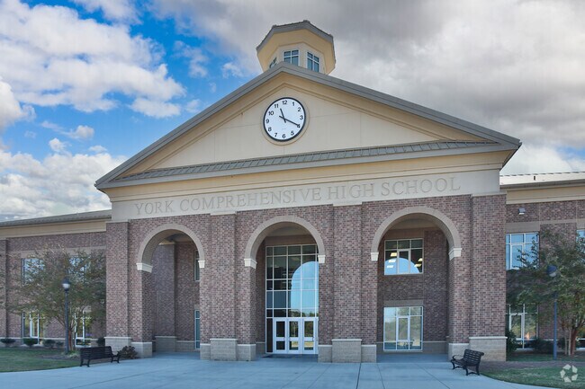 York Comprehensive H. S.  combines students from several towns into one.