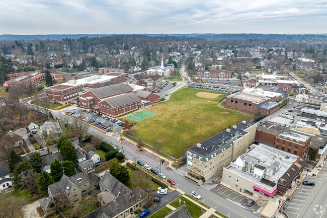 Am aerial view shows the vast scale of Radnor Middle School's campus.