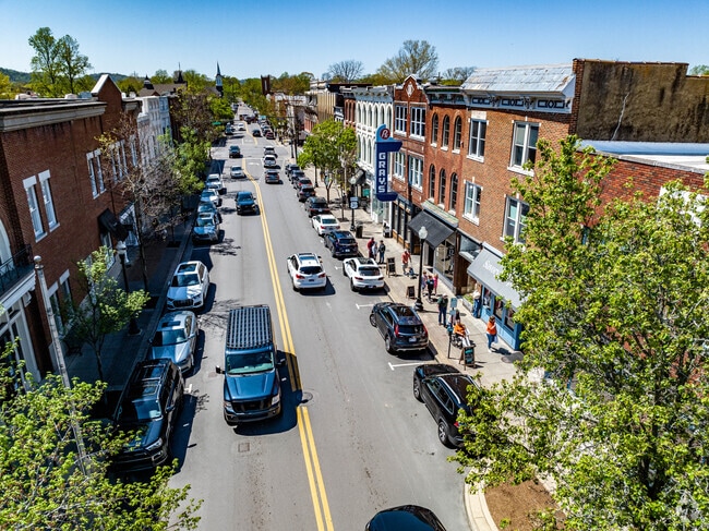 Aerial View of Shops in the Historic Downtown Franklin Neighborhood.