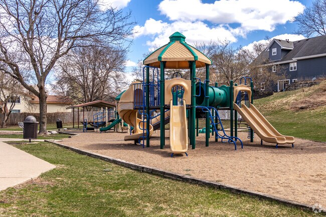 Briardale Park offers a play structure surrounded by sand.